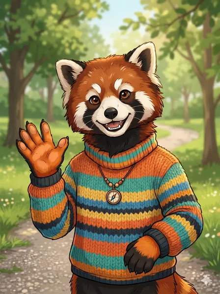 Winkender, glücklicher roter Panda Furry-Profilbild.