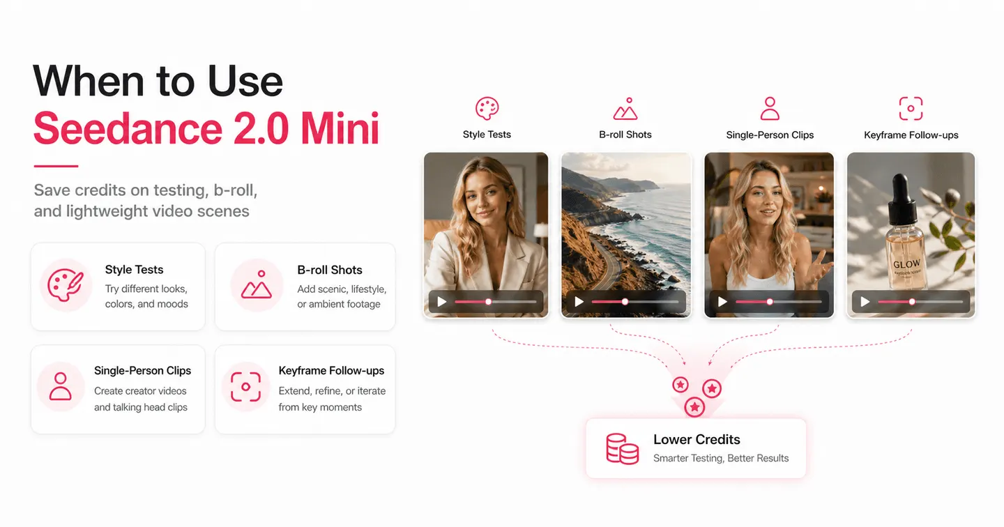 quand utiliser Seedance 2.0 Mini